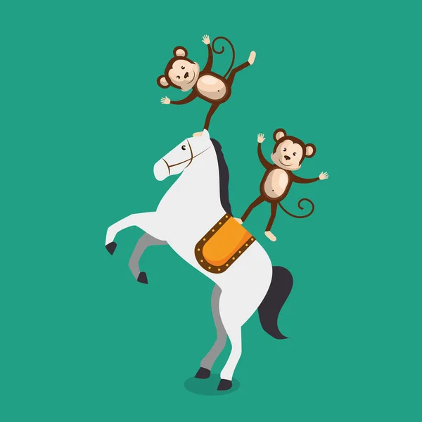 Opice a koně cirkusová show — Stockový vektor