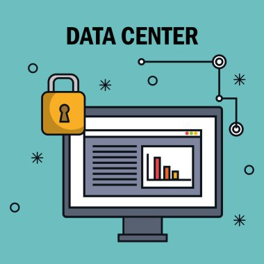 veri merkezi simgeleri ile masaüstü bilgisayar