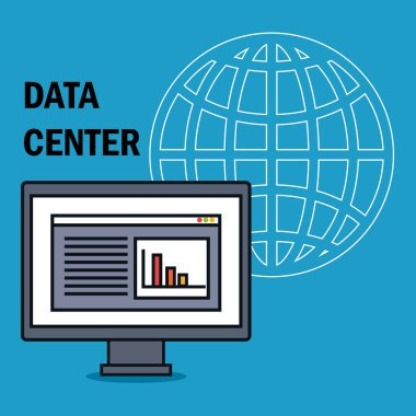 veri merkezi simgeleri ile masaüstü bilgisayar