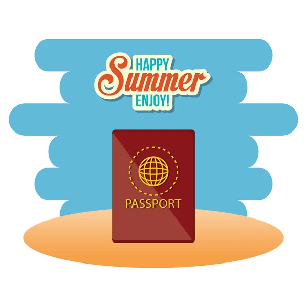 Summer enjoy with passport — Stock Vector