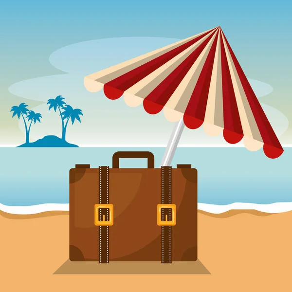 Summer time with suitcase — Stock Vector