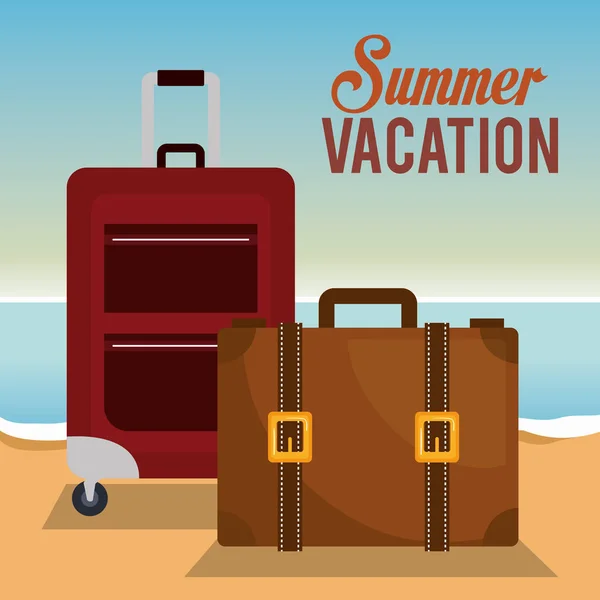 Vacanze estive con valigie — Vettoriale Stock