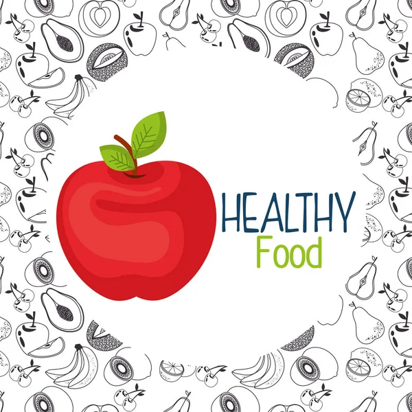 Taze elma vejetaryen yemek — Stok Vektör
