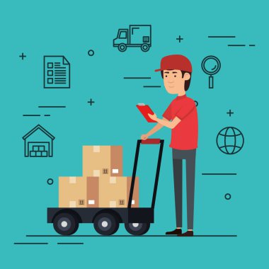 teslimat işçi sepeti ile karakter kutuları