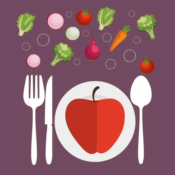 素食主义饮食健康生活方式 — 图库矢量图片