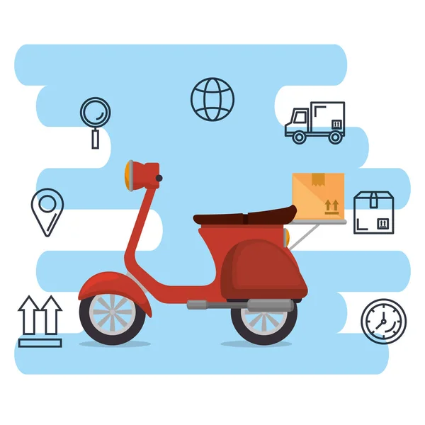 Icono de servicio de entrega de motocicleta — Vector de stock