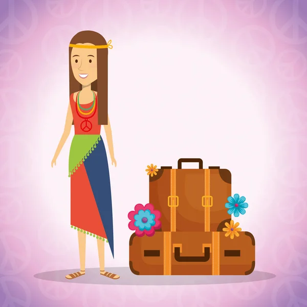 Woman hippie lifestyle characters — Stock Vector