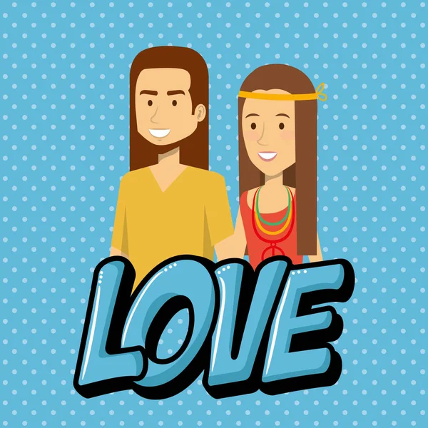 Pareja hippies estilo de vida caracteres — Vector de stock