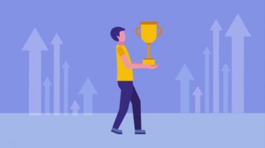 kupa ve mali okları tutan işadamı