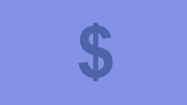 Dollar geldsymbool helder op paarse achtergrond pictogram vector ilustration — Stockvideo