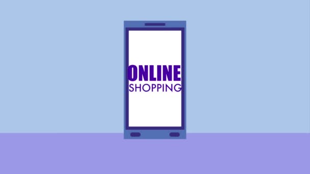 Man with gift and smartphone online shopping — Stock Video