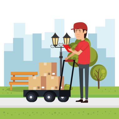 teslimat işçi sepeti ile karakter kutuları