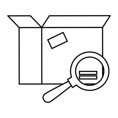 Büyüteç ile kutu karton ambalaj