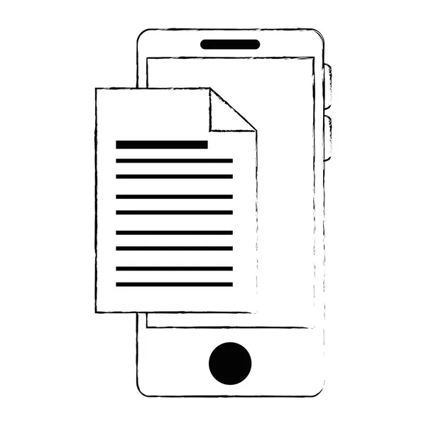 Dispositivo smartphone con documento — Vector de stock