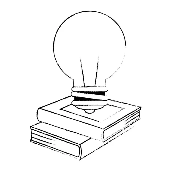 Lehrbuch mit Glühbirne — Stockvektor