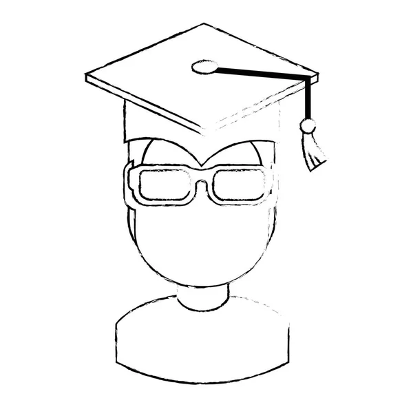Estudiante graduado avatar carácter — Vector de stock