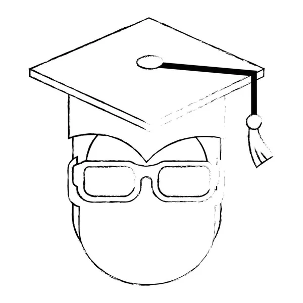 Étudiant diplômé tête avatar caractère — Image vectorielle