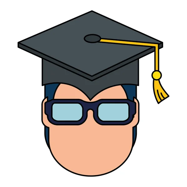 Estudante graduado personagem avatar cabeça —  Vetores de Stock