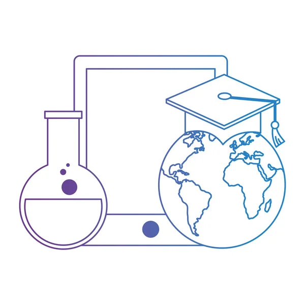 Planeta graduado con la tableta y el tubo de prueba — Archivo Imágenes Vectoriales