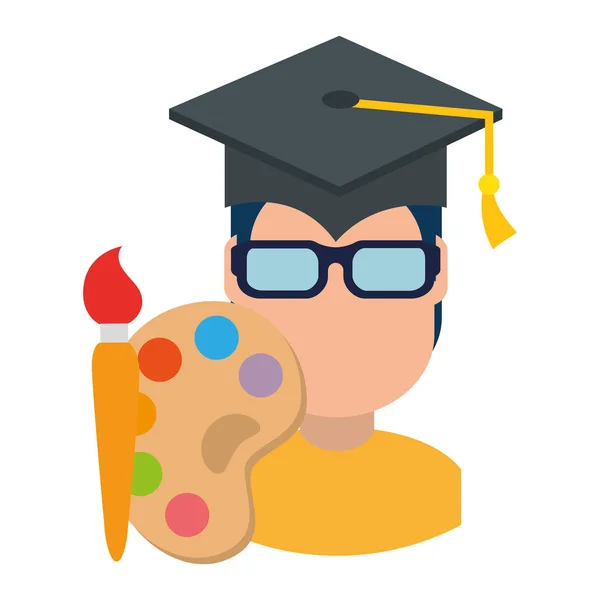 Student afgestudeerd met kwast en pallette — Stockvector