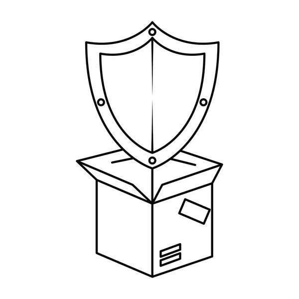Balení Box Krabička Štít Vektorové Ilustrace Design — Stockový vektor