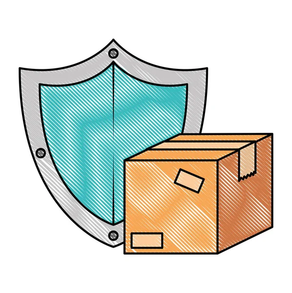Balení karton box s štít — Stockový vektor