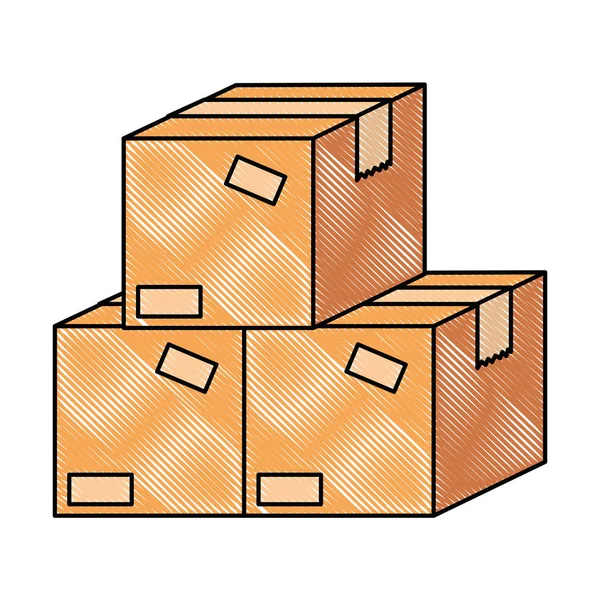 Pile packing boxes carton — Stock Vector