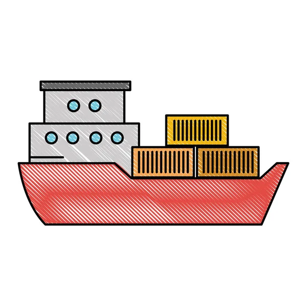 Nákladní loď izolované ikona — Stockový vektor