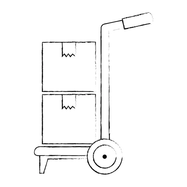 Vagn med lådor leverans tjänst — Stock vektor