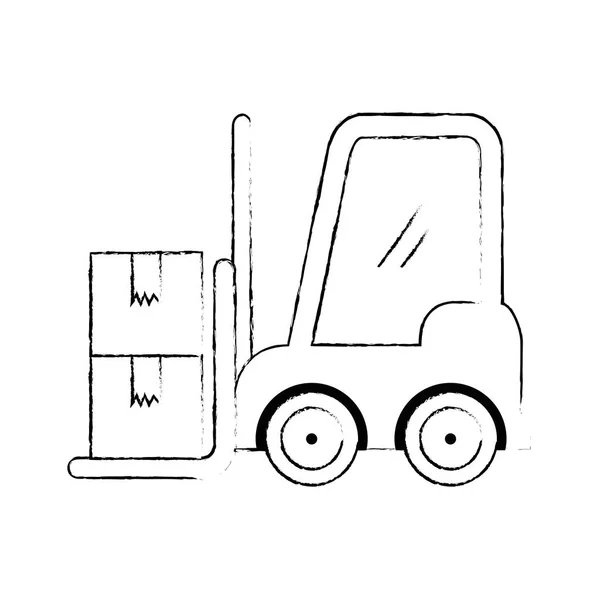 Veículo de empilhadeira com caixas — Vetor de Stock