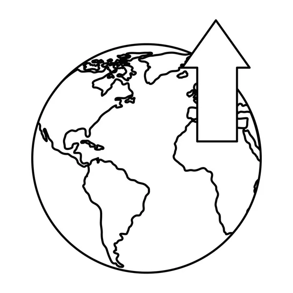 Παγκόσμια πλανήτη γη με βέλος επάνω — Διανυσματικό Αρχείο