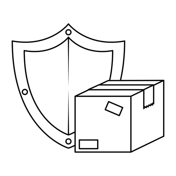 Embalagem caixa caixa com escudo — Vetor de Stock