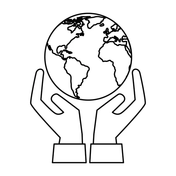 手の保護と世界の地球 — ストックベクタ