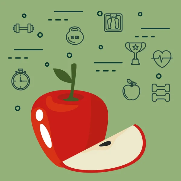 Jabłko świeże posiłki wegetariańskie — Wektor stockowy