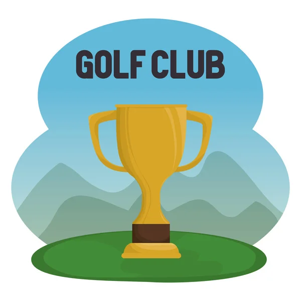 Club deportivo de golf con copa de trofeo — Vector de stock