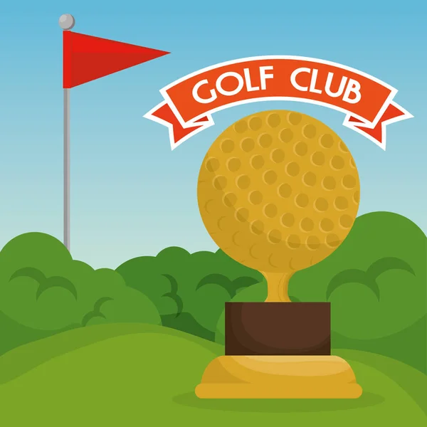 golf sport club with trophy ball