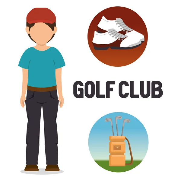 Golfista jogando no clube de golfe —  Vetores de Stock