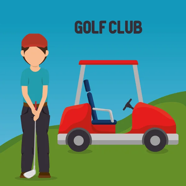 Golfer playing in golf club — Stock Vector