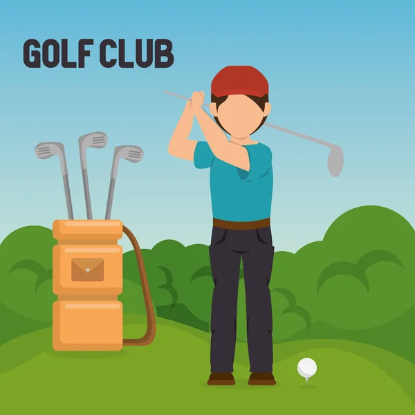 Golfozó játszik golf club — Stock Vector