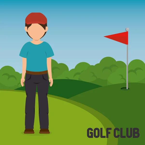 Golfer speelt in golf club — Stockvector