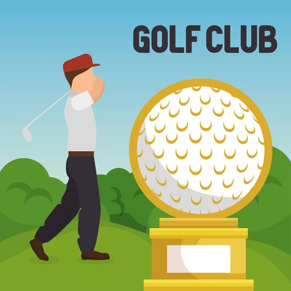 Golfista jugando en el club de golf — Vector de stock