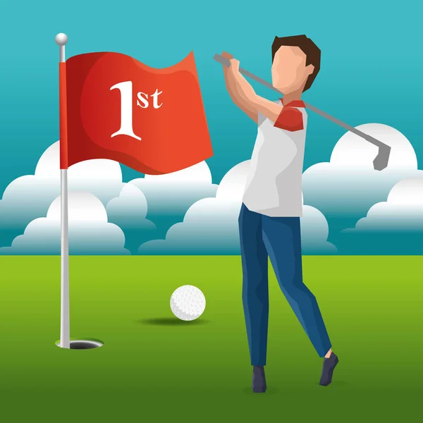 Golfista che gioca nel golf club — Vettoriale Stock