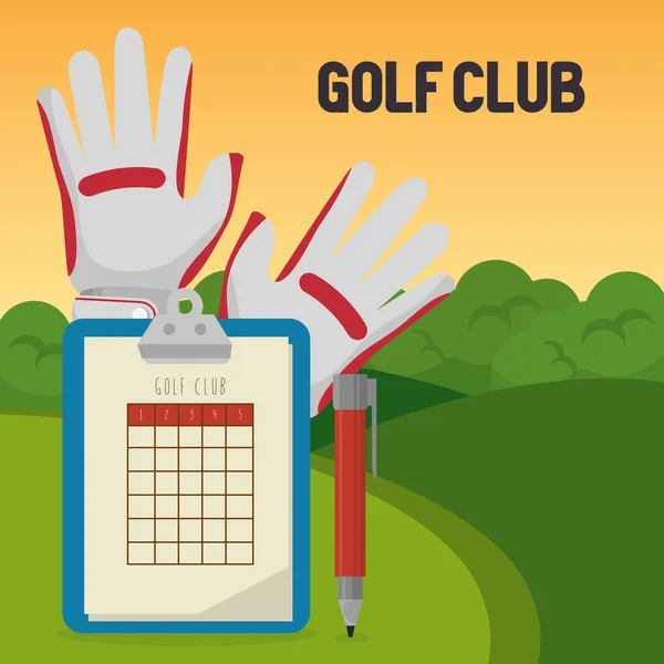 Golf club sportivo con checklist e penna — Vettoriale Stock