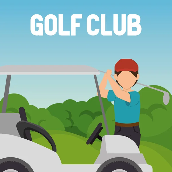 Golfozó játszik golf club — Stock Vector