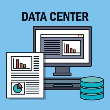 veri merkezi simgeleri ile masaüstü bilgisayar