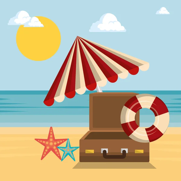 Summer vacations beach with icons — Stock Vector