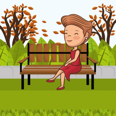 park sandalyede genç kadın