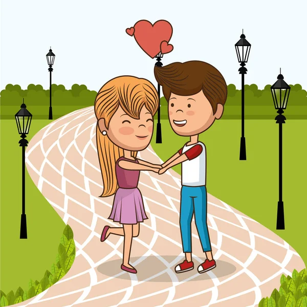 Couple in love on park — Stock Vector