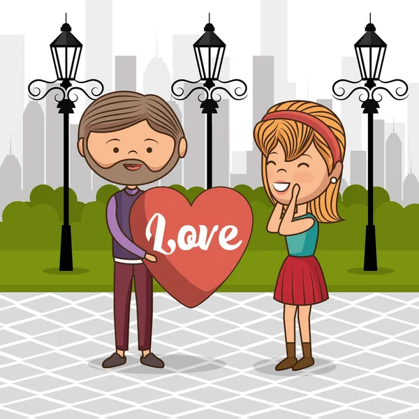 Couple in love on park — Stock Vector