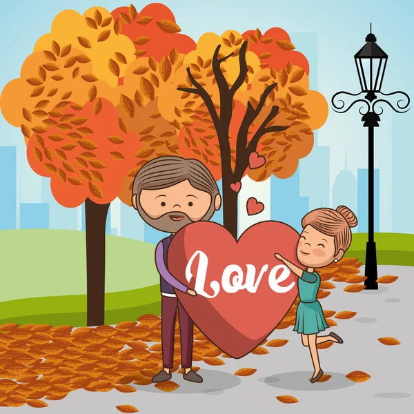 Casal apaixonado no parque — Vetor de Stock